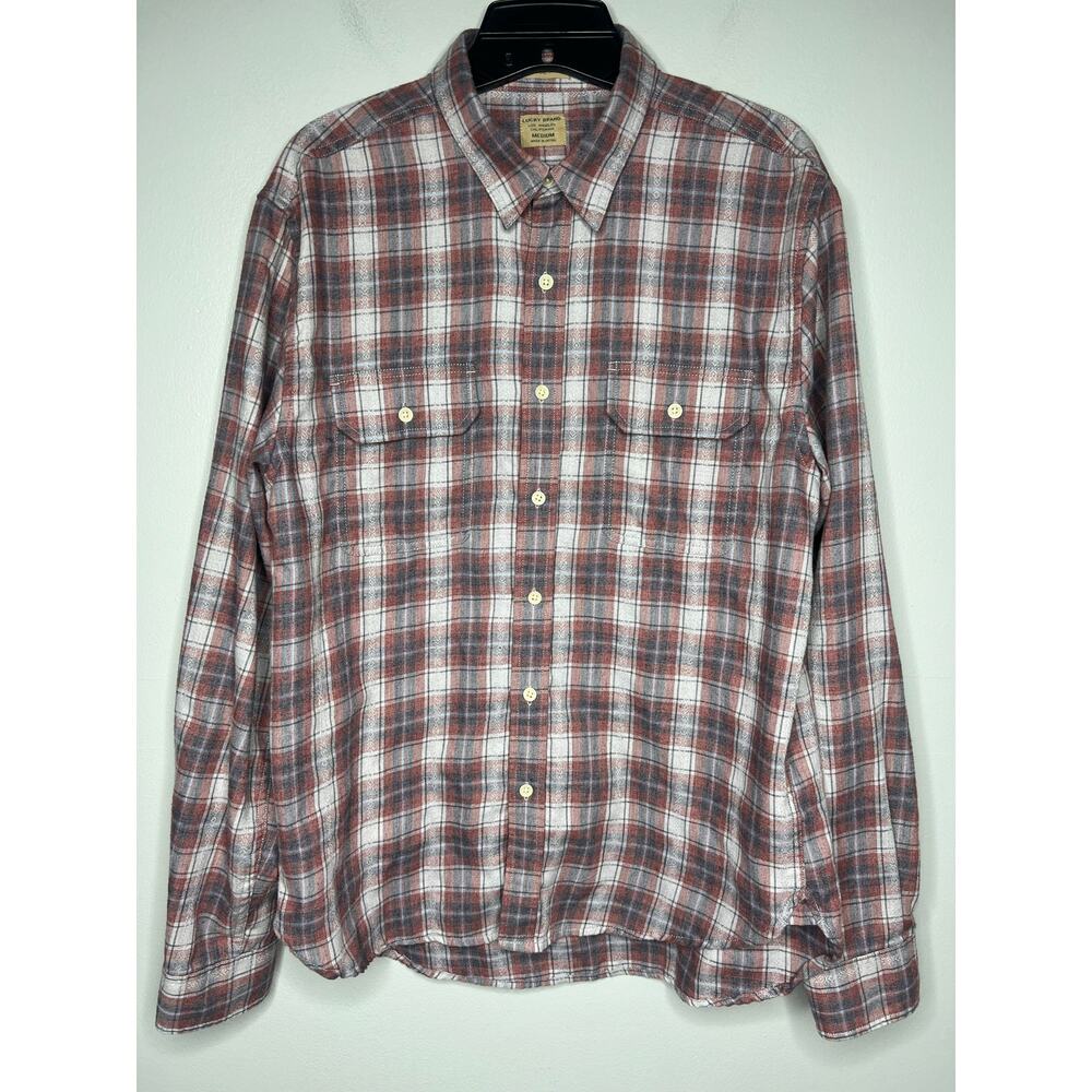 Lucky Brand Mens Aztec Print Flannel Classic Fit Shirt Sz M Western Southwestern